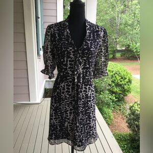 Donna Karen Chic Black and White Animal Print Dress